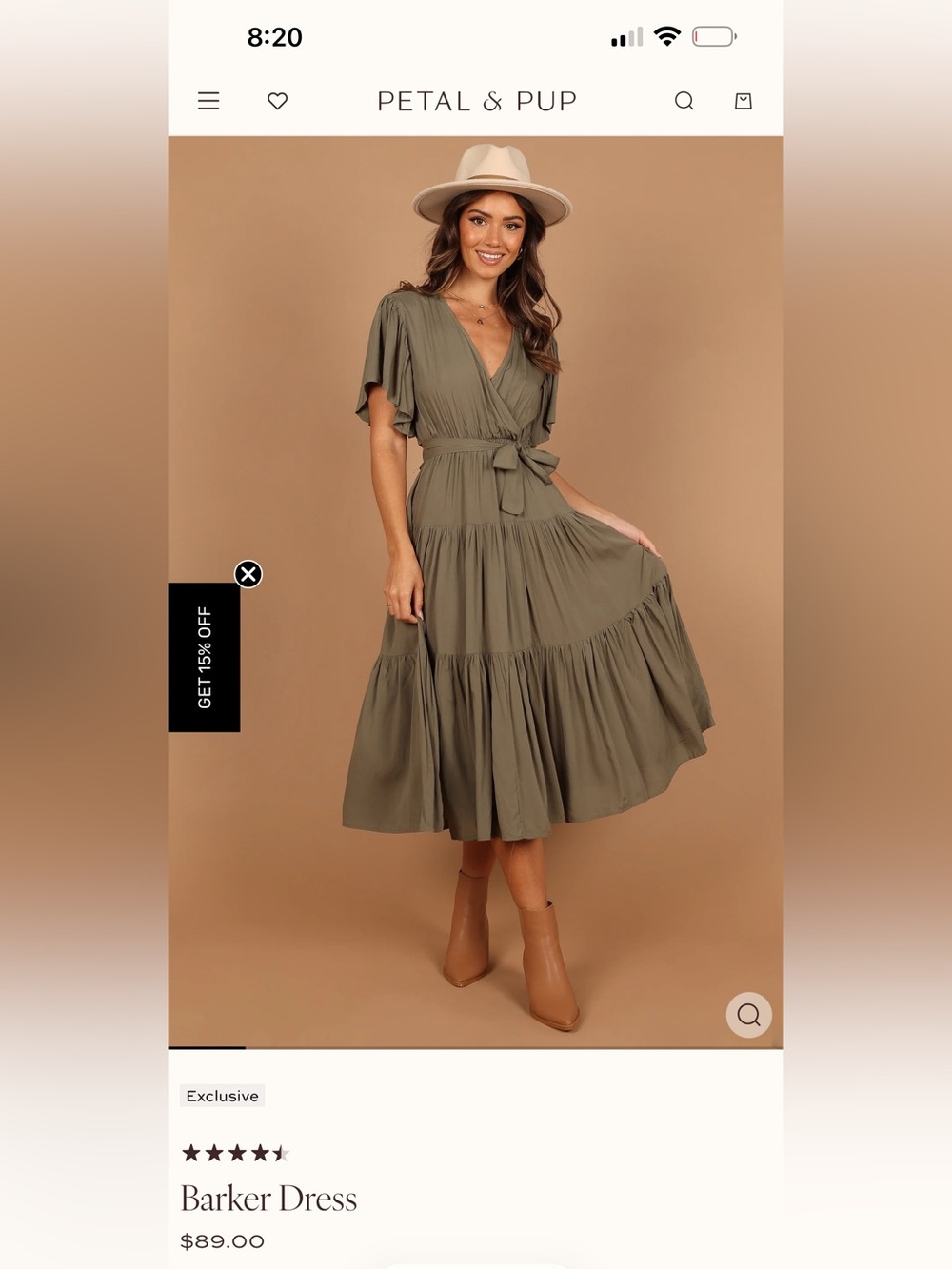 Petal & Pup Olive Tiered Wrap Midi Dress